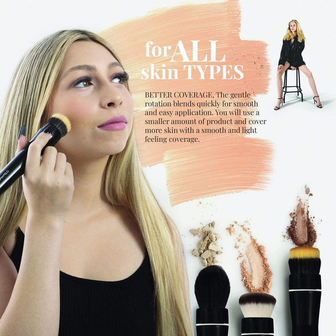 Electric Make-up Brush 10 gears massager: compatible for powder and liquid foundation