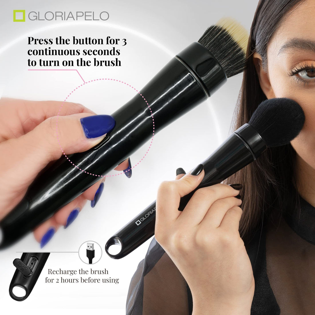 Electric Make-up Brush 10 gears massager: compatible for powder and liquid foundation